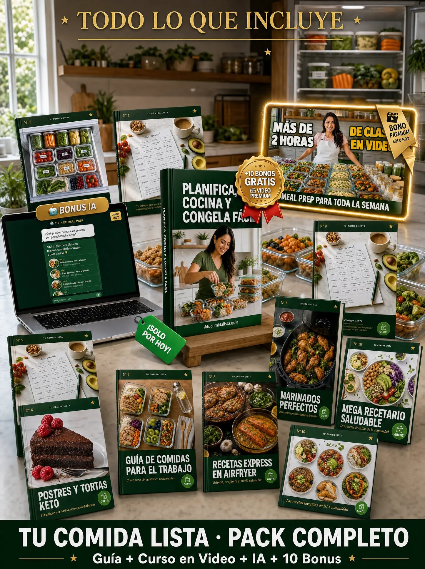 METODO TU COMIDA LISTA + CURSO EN VIDEO + IA DE MEALPREP + 10 BONUS + REGALOS